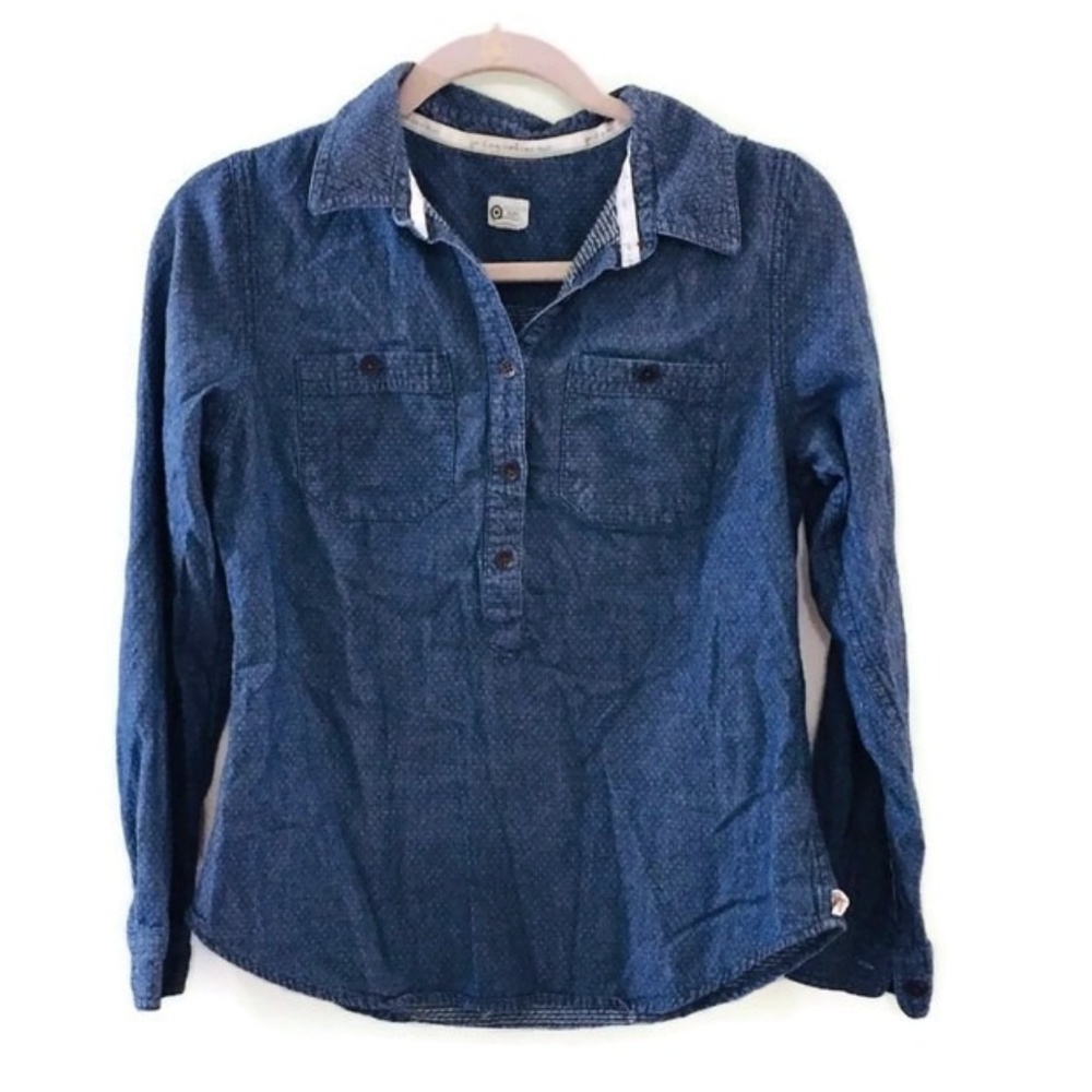 TOMS for TARGET Dot blue chambray popover top